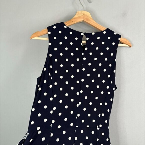 Lauren Ralph Lauren Navy and White Polka Dot Midi Dress - Picture 8 of 11